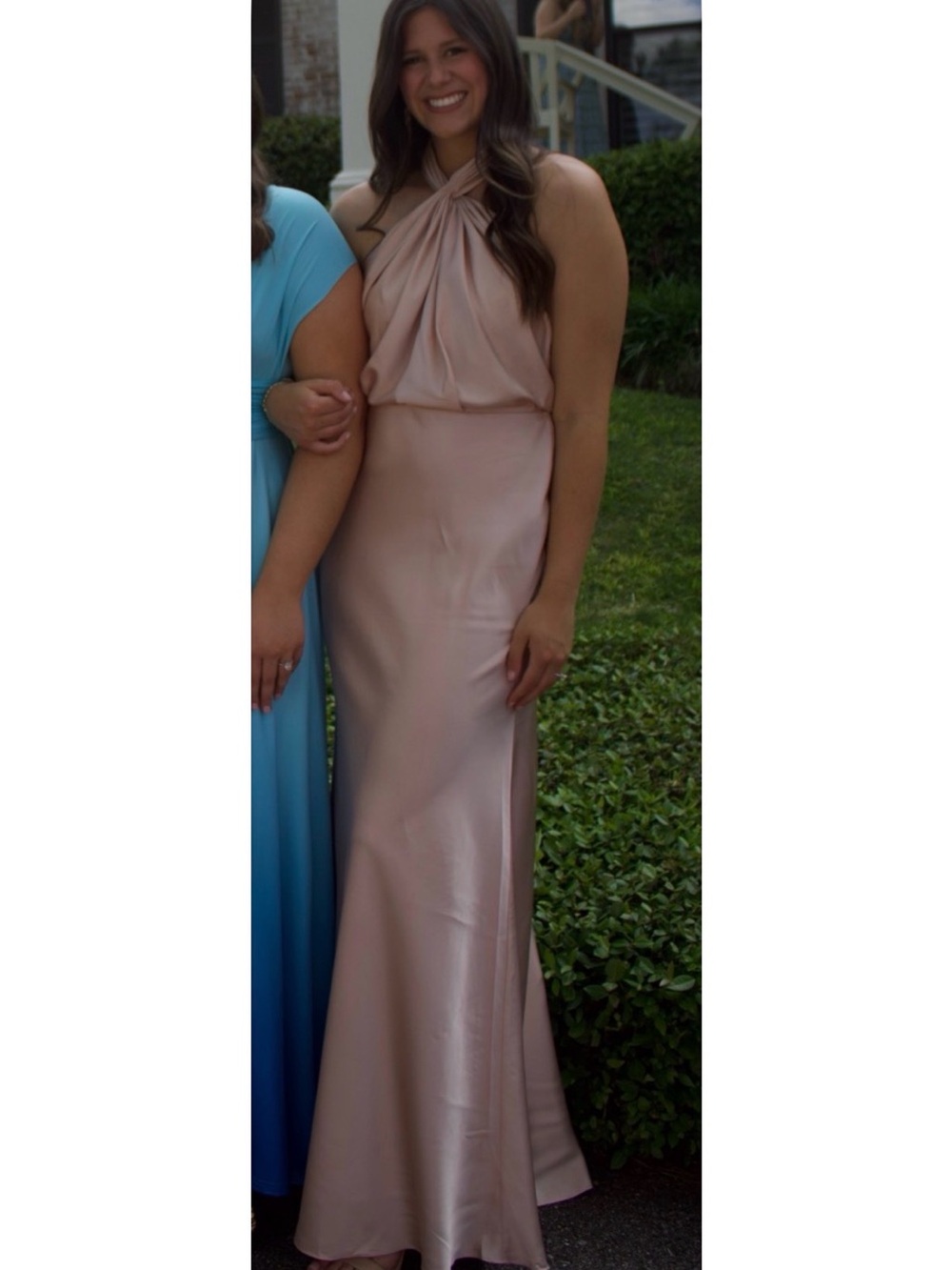 ASOS Blush Pink Satin Halter Maxi Dress